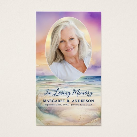 Sunset Beach Oval Foto Gedenkkarte (Vorderseite)