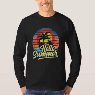 Sunset Beach Palm Tree Hallo Sommerurlaub Holi T-Shirt