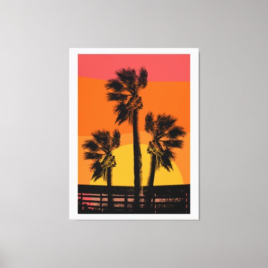 Sunset Beach Palm Tree Leinwanddruck (Vorderseite)