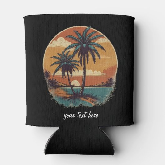 Sunset Beach Palm Tree Sommerurlaub nach Maß Dosenkühler (Rückseite)