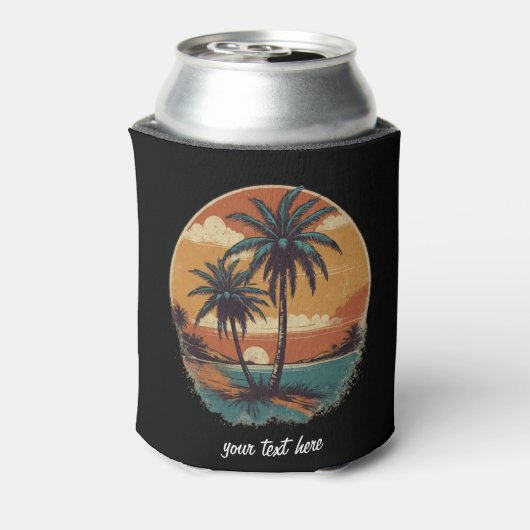 Sunset Beach Palm Tree Sommerurlaub nach Maß Dosenkühler (Kanne Rückseite)