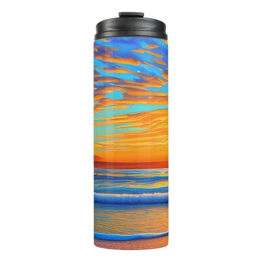 Sunset Beach Palm Tree Tropical Island Thermosbecher (Vorderseite)