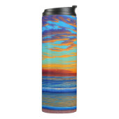 Sunset Beach Palm Tree Tropical Island Thermosbecher (Nach links gedreht)