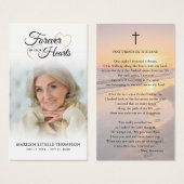 Sunset Beach Photo Footprints in Sand Prayer Card (Vorne & Hinten)