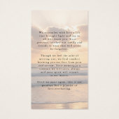 Sunset Beach Photo Forever In Hearts Prayer Card (Rückseite)