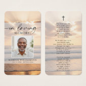 Sunset Beach Photo In Loving Memory Prayer Card (Vorne & Hinten)