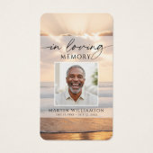 Sunset Beach Photo In Loving Memory Prayer Card (Vorderseite)