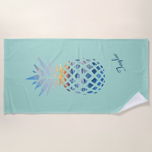Sunset Beach Pineapa Custom Strandtuch (Vorderseite)