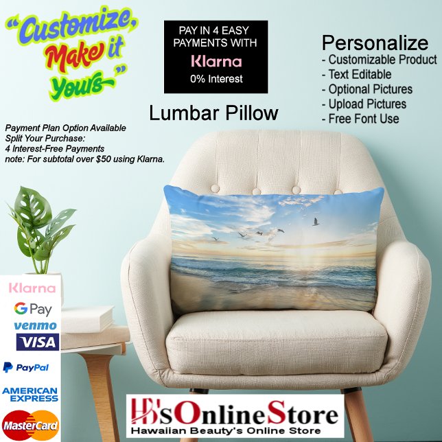 Sunset Beach Polyester Lumbar Pillow 15 Lendenkissen (Sunset Beach Polyester Lumbar Pillow 15.)
