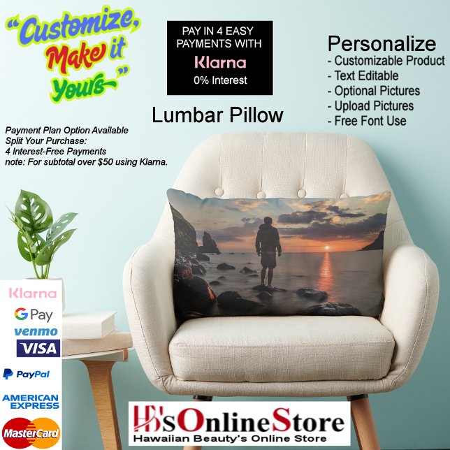 Sunset Beach Polyester Lumbar Pillow 32 Lendenkissen (Sunset Beach Polyester Lumbar Pillow 32.)