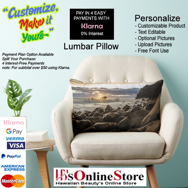 Sunset Beach Polyester Lumbar Pillow 35 Lendenkissen (Sunset Beach Polyester Lumbar Pillow 35.)