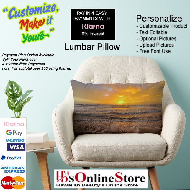 Sunset Beach Polyester Lumbar Pillow 46 Lendenkissen (Sunset Beach Polyester Throw Pillow 46.)