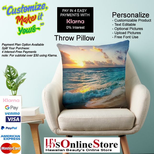 Sunset Beach Polyester Throw Kissen 19 (Sunset Beach Square Polyester Large Pillow 19.)
