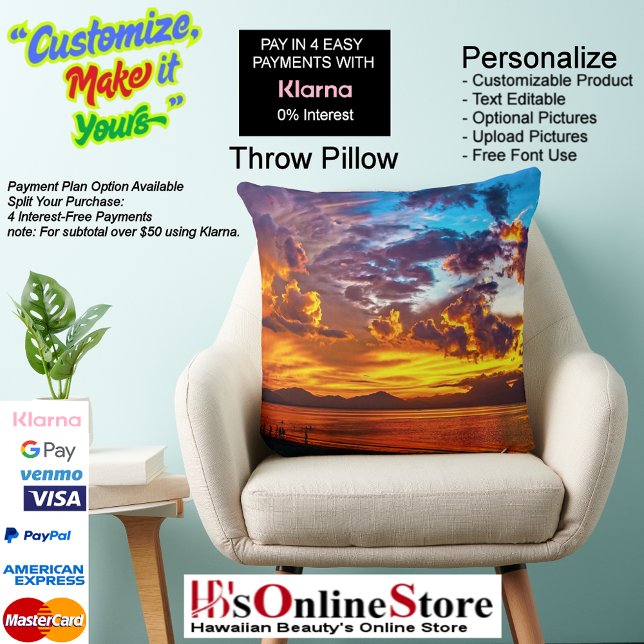 Sunset Beach Polyester Throw Kissen 5 (Sunset Beach Square Polyester Large Pillow 5.)