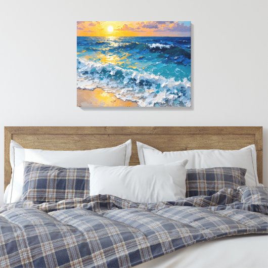 Sunset Beach Premium WrackCanvas Wall Art Leinwanddruck (Insitu (Schlafzimmer))