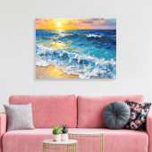 Sunset Beach Premium WrackCanvas Wall Art Leinwanddruck (Insitu (Wohnzimmer))