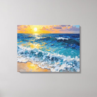 Sunset Beach Premium WrackCanvas Wall Art Leinwanddruck