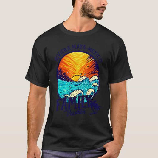 Sunset Beach Retro Riviera Maya Mexico Family Vaca T-Shirt (Vorderseite)