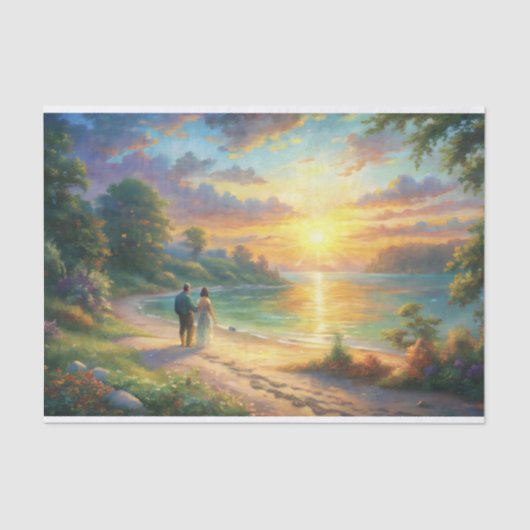 Sunset Beach Romance Decoupage Seidenpapier (Vorderseite)