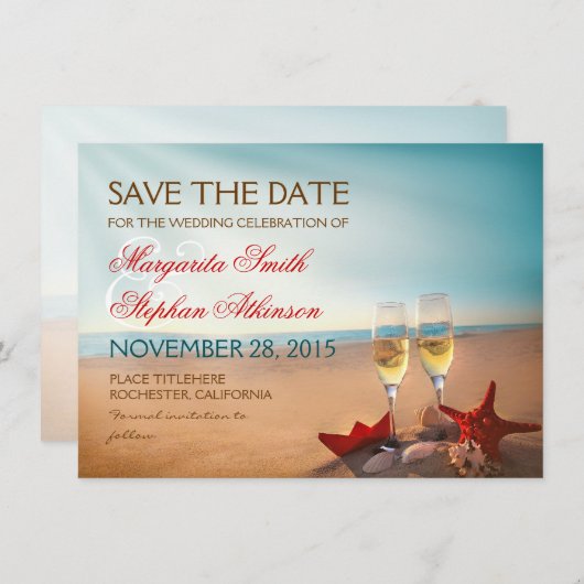 Sunset Beach Romantic Speichern Sie die Datumskart Save The Date (Vorne/Hinten)