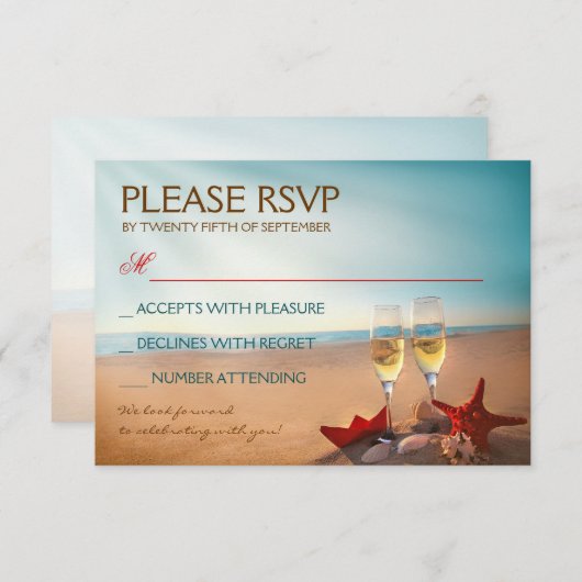 Sunset Beach Romantic Wedding RSVP (Vorne/Hinten)