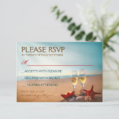 Sunset Beach Romantic Wedding RSVP Karte (Stehend Vorderseite)
