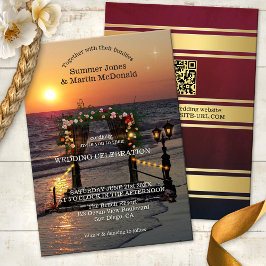 Sunset Beach Rose Arbor Wedding Invitation Einladung