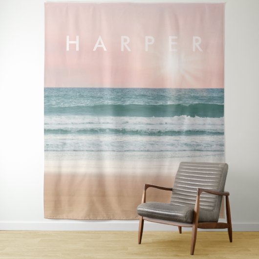 Sunset Beach Rosy Ocean Mural | Mauer Wandteppich (Beispiel)