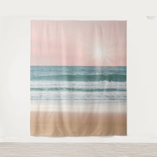 Sunset Beach Rosy Ocean Mural | Mauer Wandteppich (Vorderseite)