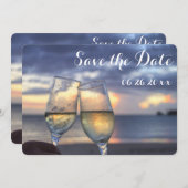 Sunset Beach Round Save the Date Round Einladung (Vorne/Hinten)