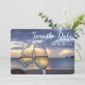 Sunset Beach Round Save the Date Round Einladung (Stehend Vorderseite)