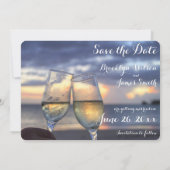 Sunset Beach Round Save the Date Round Einladung (Rückseite)