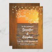 Sunset Beach Rustikale Typografie Wedding Rettete  Save The Date (Vorne/Hinten)