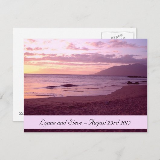 Sunset Beach Save the Date Ankündigungspostkarte (Vorne/Hinten)