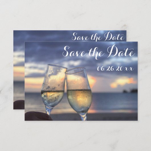 Sunset Beach Save the Date Flachkarten (Vorne/Hinten)