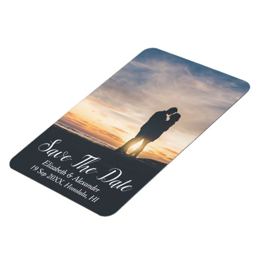 Sunset Beach Save the Date Magnet (Linke Seite)