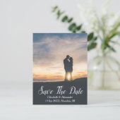 Sunset Beach Save the Date Postkarte (Stehend Vorderseite)