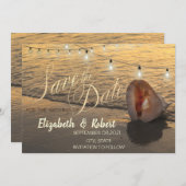 Sunset Beach Seashell String Light Save the Date (Vorne/Hinten)