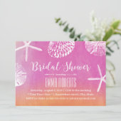 Sunset Beach Seashells Watercolor Brautparty Einladung (Stehend Vorderseite)