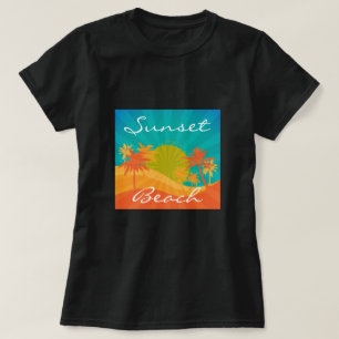 Sunset Beach Slogan tropisches Retro-Surfdesign T-Shirt