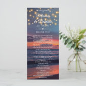 Sunset Beach String Light Summer Wedding Programm (Stehend Vorderseite)