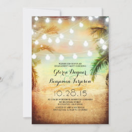 Sunset Beach & String Lights Engagement Party Einladung