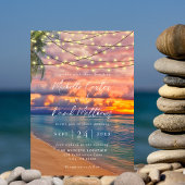 Sunset Beach String Lights Hochzeitseinladung Save The Date