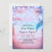 Sunset Beach & String Lights Probe Abendessen Einladung (Vorderseite)