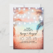 Sunset Beach & String Lights Save the Date (Vorderseite)