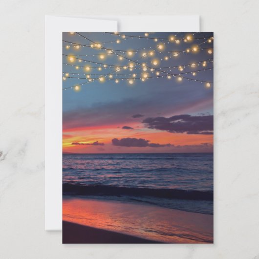 Sunset Beach String Lights Summer Baby Dusche Einladung (Rückseite)