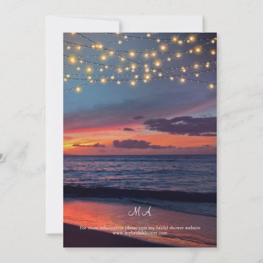 Sunset Beach String Lights Summer Brautparty Einladung (Rückseite)