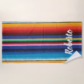 Sunset Beach Surfing Individuelle Name Strandtuch (Vorderseite)