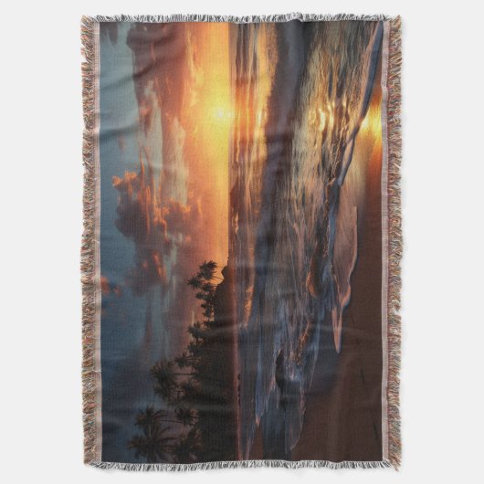 Sunset Beach Throw Blanket 3 Decke (Vorderseite Vertikal)