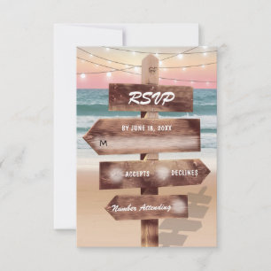 Sunset Beach Tropical Hochzeit in Urlaubsort UAWG RSVP Karte
